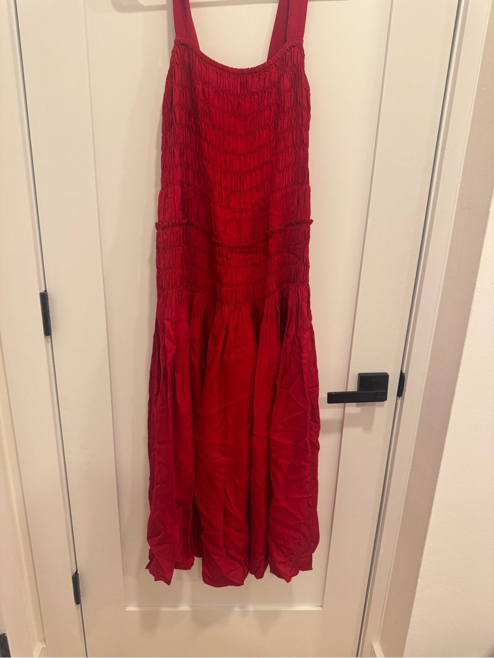 J. Crew Red Smocked Midi Dress - Picture 4 of 6